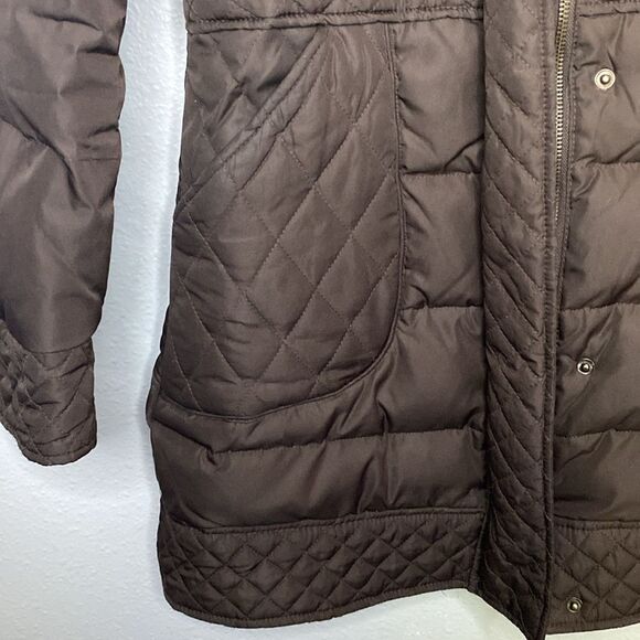 Kenneth Cole Reaction Brown Quilted Down Filled Jacket Parka Coat Size Small - Picture 7 of 13